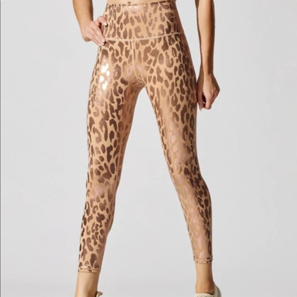 Carbon38 Metallic 7/8 leggings (Sandstone & Leopard) High Waisted